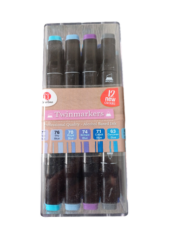 Decotime set of 12 twinmarkers blue/purple